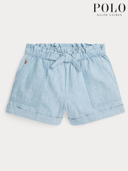 Polo Ralph Lauren Girls Blue Cotton Chambray Camp Shorts (897021) | 58 € - 61 €