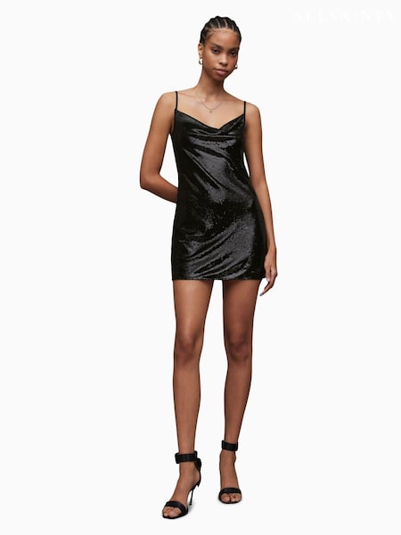AllSaints Black Haddi Sequin Dress (897075) | €79