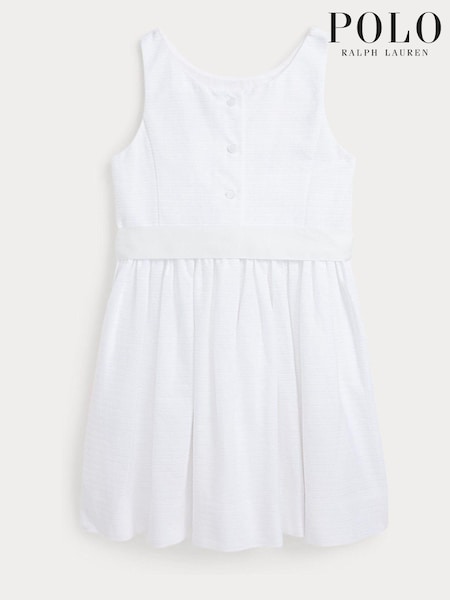 Polo Ralph Lauren Girls Ribbed Cotton White Dress (897081) | 447 LEI - 519 LEI