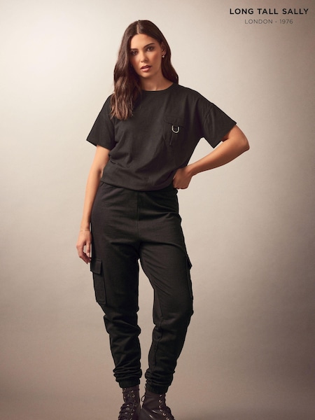 Long Tall Sally Black Cargo Cuffed Joggers (897167) | R$ 275