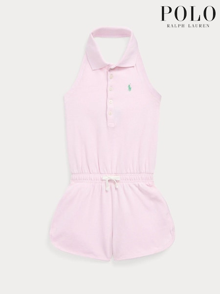 Polo Ralph Lauren Girls Pink Stretch Mesh Halter Polo Playsuit (897254) | €64 - €66