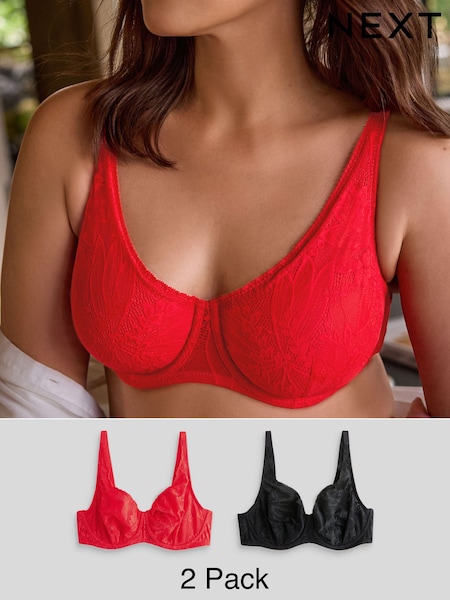 Roşu/Negru - Lace Detail Ultimate Comfort Bras 2 Pack (897366) | 122 LEI