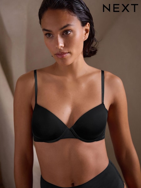 Black Pad Plunge Microfibre & Lace Light Pad Ultimate Comfort Bra A-E (898437) | €31.50