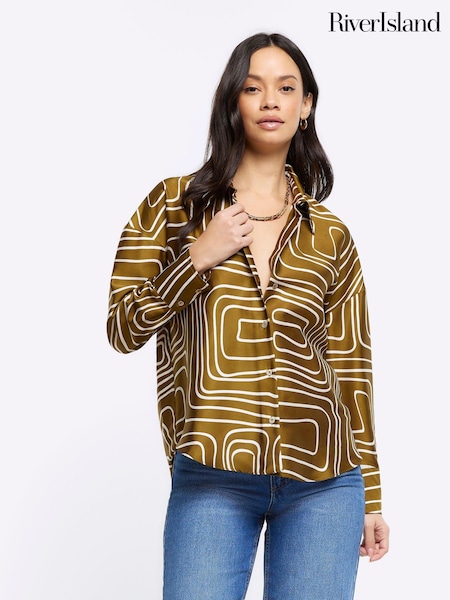 River Island Green Oversized Abstract Shirt (898528) | € 27