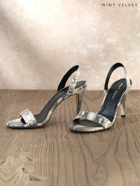 Mint Velvet Natural Amara Snake Print Heels Sandals (898732) | €72