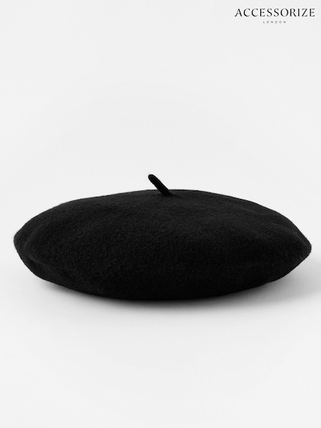Accessorize Black Beret Hat in Pure Wool (898746) | €17.50