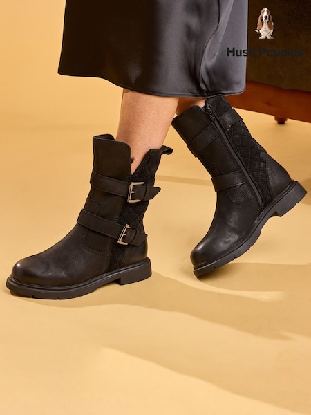 Black - Hush Puppies Celine Buckle Boots