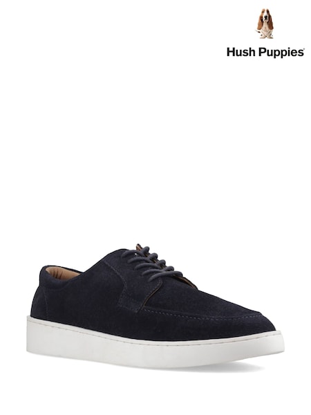 Blue - Regular Hush Puppies Riven Lace Up Shoes