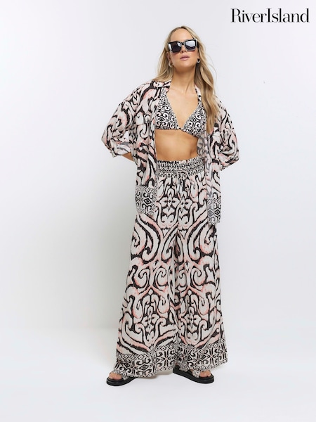 River Island Ikat Palazzo Beach Trousers (899075) | 125 LEI