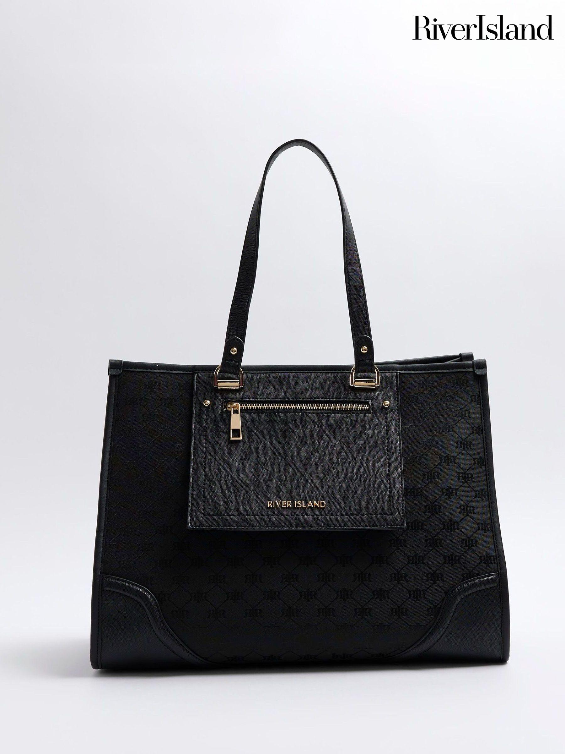 Black fur bag river island deals
