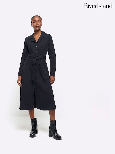 River Island Black Buttoned Denim Dress (899382) | €21