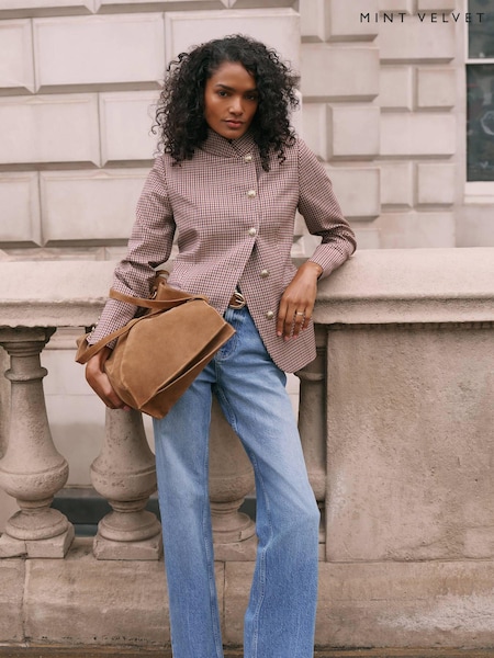 Rot - Mint Velvet Checked Single Breasted Blazer