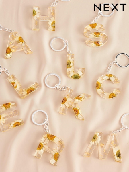 Clear Floral Initial Keyring (899681) | AED17