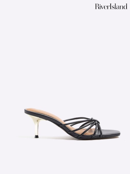 River Island Black Tubular Knot Heeled Sandals (899697) | €21.50