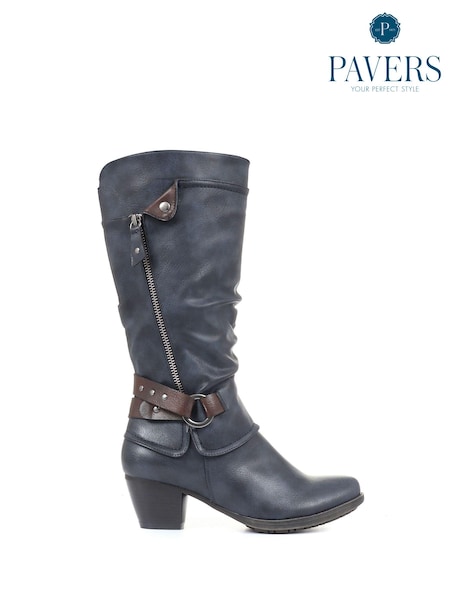 Pavers Blue Pavers Low Heeled Slouch Boots (8VJ830) | €28