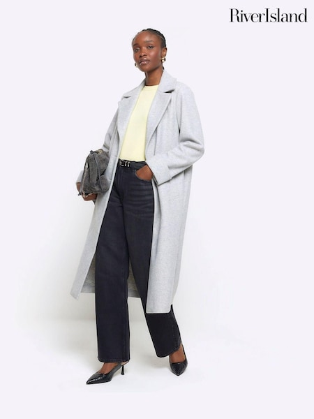 River Island Grey Longline Tailored Coat (900025) | kr1 071