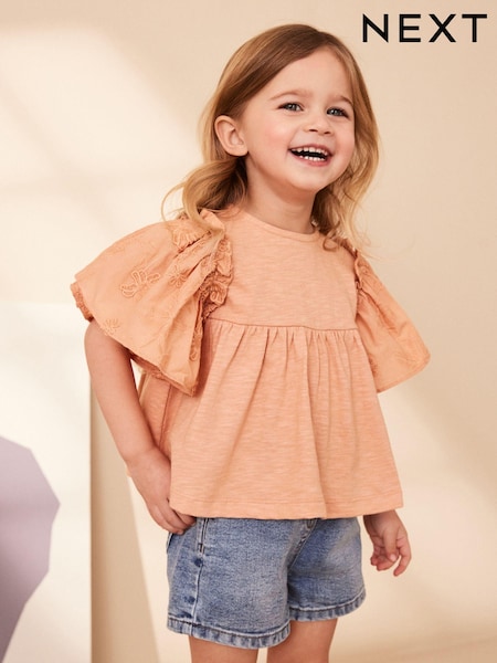 Rust Pink Short Sleeve Embroidered Blouse (3mths-7yrs) (900297) | €6.50 - €7.50