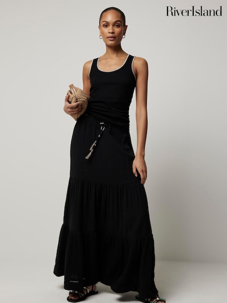 River Island Black 100% Cotton Feel Skirt (900448) | AED140
