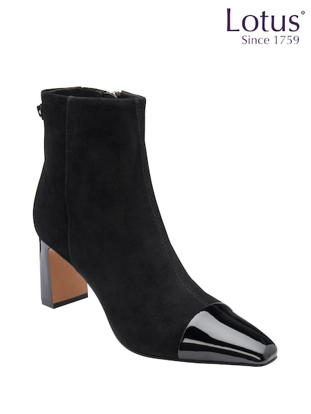 Black - Lotus Suede Pointed-toe Ankle Boots