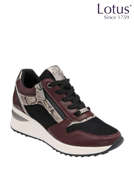 Punainen - Lotus Casual Zip-up Wedge Trainers
