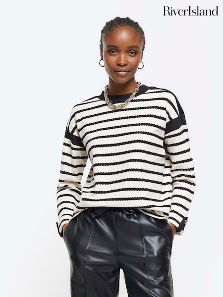 River Island Black Stripe Chuck On Sweat Top (900925) | €13