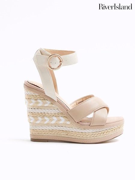 River Island White Espadrille Wedge Sandals (901076) | 68 QAR