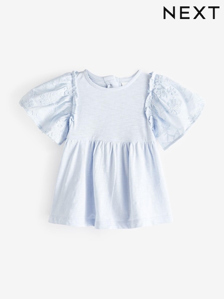 Floare albastră - Bluză cu broderie Mânecă scurtă (3mths-7yrs) (901345) | 49 LEI - 59 LEI