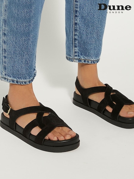 Dune London Black Loupin Cut-Out Footbed Sandals (901359) | €49