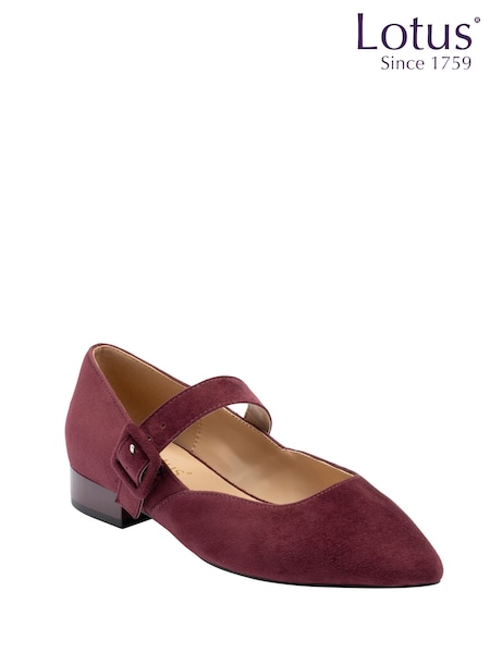 Red - Lotus Suede Mary-jane Shoes