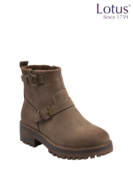 Natural - Lotus Zip-up Ankle Boots