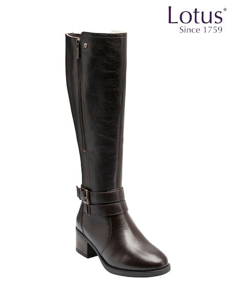 Smeđa - Lotus Leather Knee-high Boots