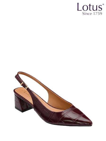Red - Lotus Slingback Court Shoes