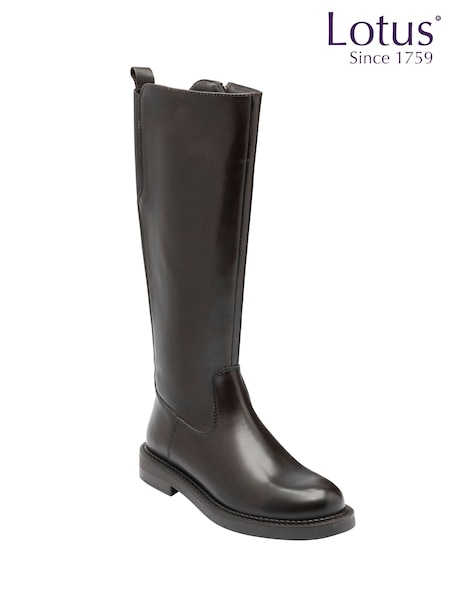 Smeđa - Lotus Leather Knee-high Boots