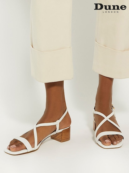 Dune London White Low Block Jaskell Sandals (901505) | $140