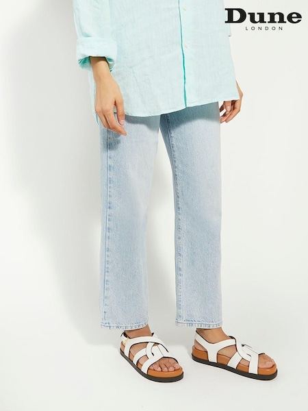 Dune London White Loupin Cut-Out Footbed Sandals (901529) | €51