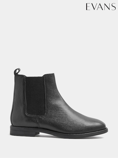 Black - Evans Leather Chelsea Boots