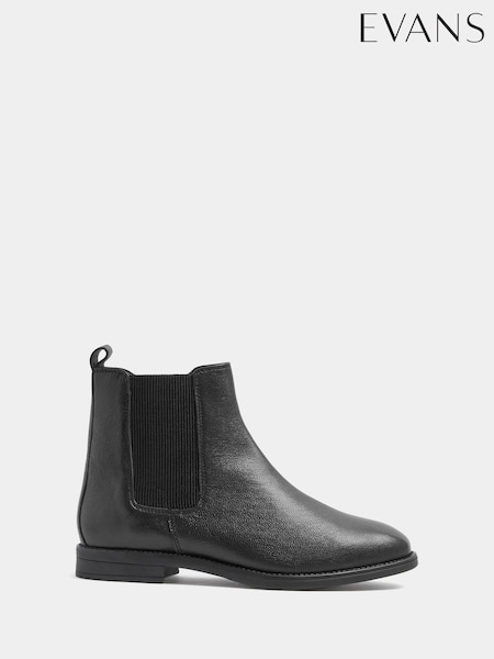 Black - Evans Leather Chelsea Boots