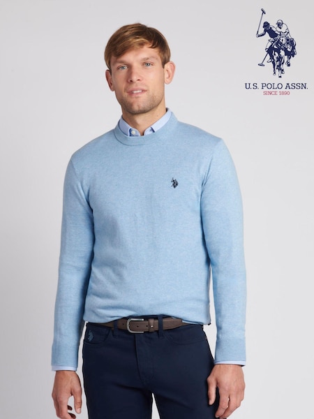 U.S. Polo Assn. Blue Mens Cotton Crew Neck Jumper (901873) | $87