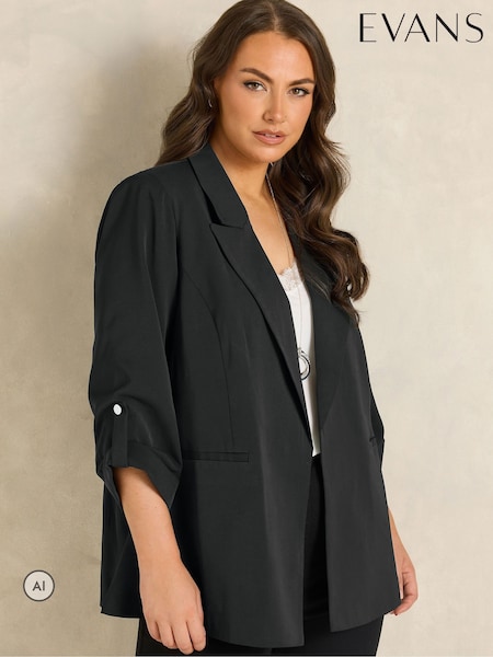 Black - Evans Relaxed Fashion Blazer