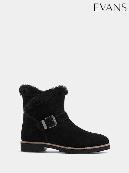 Black - Evans Round Faux Fur Leather Boots