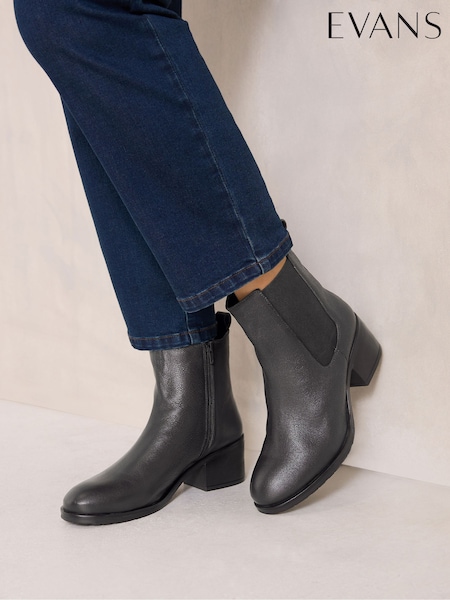 Brown - Evans Leather Block Heel Chelsea Boots