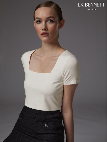 LK Bennett Cream Tasha Viscose Top (902258) | €87