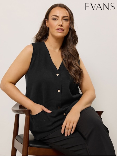 Black - Evans Premium Knitted Waistcoat