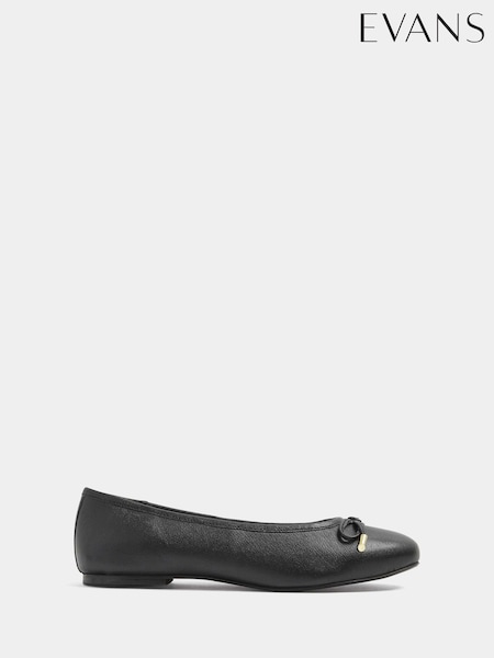 Černý - Evans Leather Ballerina Pumps