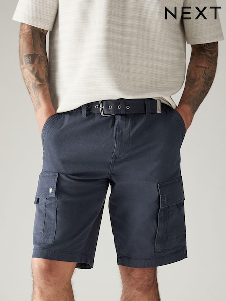Navy Blue Belted Cargo Shorts (902567) | €8