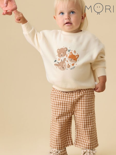 Cream - Mori Supersoft Woodland Placement Print Sweatshirt