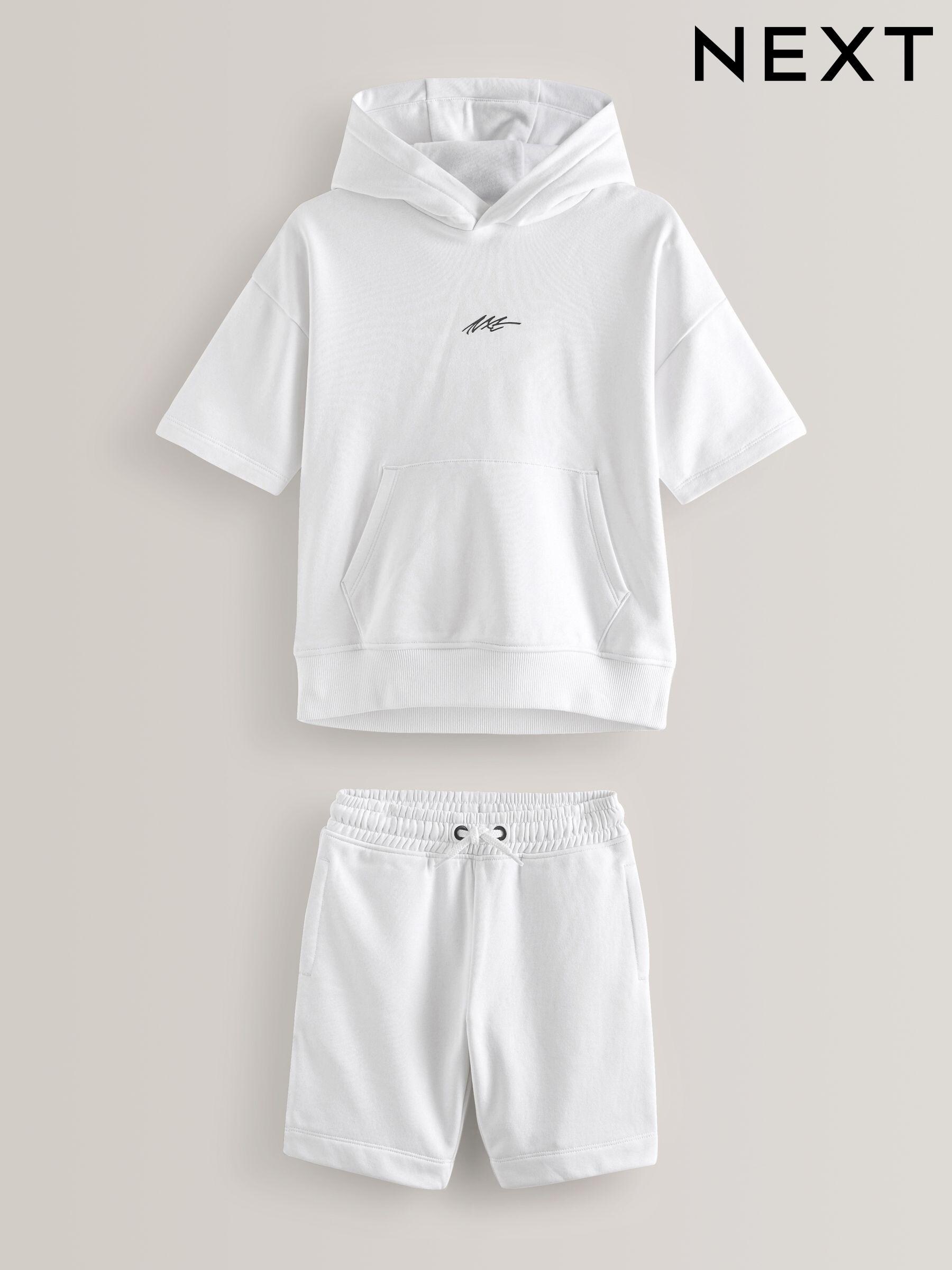 White short sleeve hoodie new arrivals