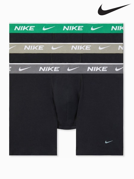 Green/Grey/Blue - Regular Nike Essential Cotton Stretch Boxer Trunks 3 Pack