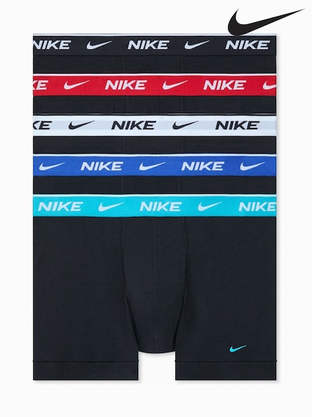 Black - Regular Nike Dri-fit Essential Cotton Stretch Boxer Trunks 5 Pack