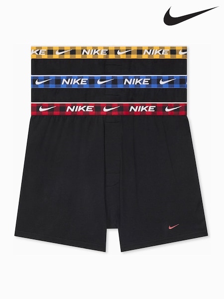 Red/Blue/Yellow - Regular Nike Essential Cotton Stretch Boxer Trunks 3 Pack